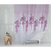 Lila Banyo Perdesi - 180x200 Cm Duş Perdesi Polyester Kumaş Su Geçirmez Banyo Perdeleri, Tek Kanat Banyo Duş Perdesi Siyah