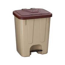 Omnipazar Sy-4255 40 Lt Köşeli Pedallı Plastik Çöp Kovası İç Kovasız Bej