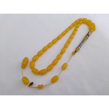 Ali Küçük İmzalı Gümüş İmame Sıkma Kehribar Tesbih Ölçü 7.5x12