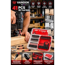 Vandor 41 Parça Vidalama Bits Ucu Seti Manyetik Tornavida Uçları Lokma Ve Uzun Bits Takımı