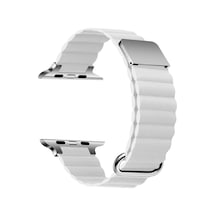 Ekılıf - Apple Uyumlu  Watch 42mm - Kordon Pu Deri Kordon Strap Kayış Krd-78 - Beyaz