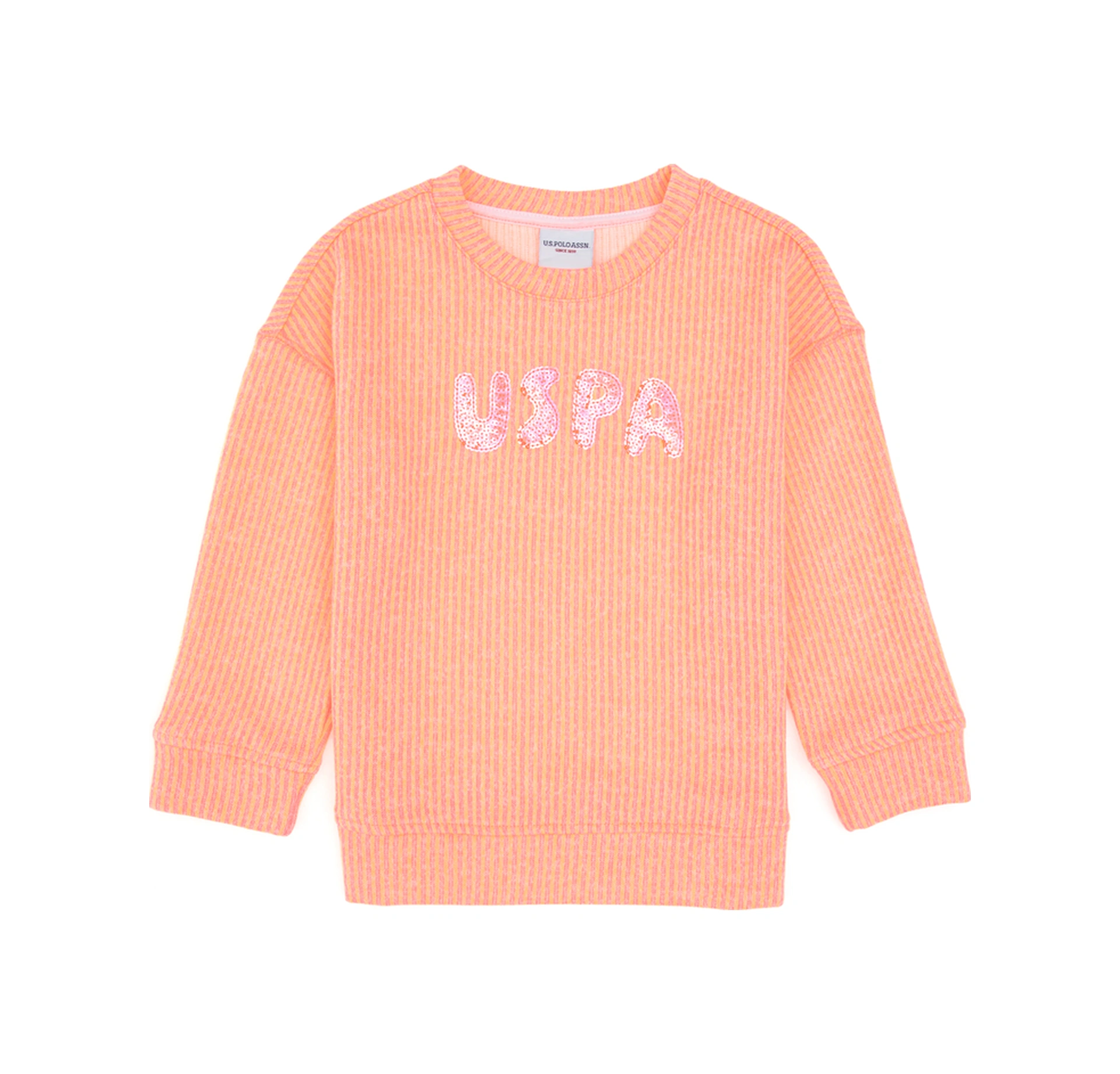 U.S. Polo Assn. Kız Çocuk Neon Pembe Bisiklet Yaka Sweatshirt 50314848-VR105