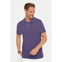 Tudors Erkek Slim Fit Dar Kesim %100 Pamuk Koyu Lila Polo Yaka Tişört-32751 Koyu Lila