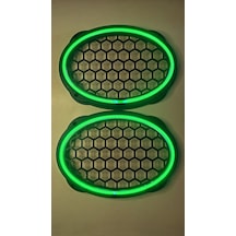 Hoparlör Kapağı Oval 20 Cm Ledli 2'li Takım - Yeşil