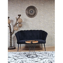 Zafir İkili Papatya Çay Seti Koltuk Siyah Boyalı Sivriltme Ayak, Balkon, Salon, Ofis, Koltuk Takımı Siyah