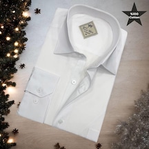 Pamuklu Uzun Kollu Erkek Gömlek Regular Kalıp Beyaz
