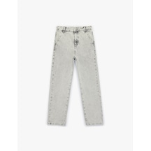 Koton Pamuklu Beli Ayarlanabilir Lastikli Rahat Kesim Denim Pantolon Gri 6skb40007td Gri