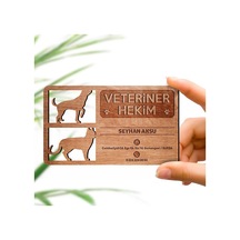 Kişiye Özel Mesleki veteriner Hekim Ahşap Kartvizit (Model 2-1) 5