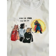 Unisex Oversize Marvel Doctor Strange , Wanda , Loki Tshirt Beyaz