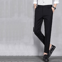 Erkek Gündelik Kore Tarzı Modaya Uygun Yeni Stil Dokuz Noktalı Pantolon Siyah