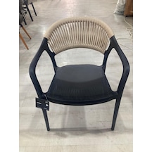 Örme Plastik Model Sandalye 4'lü Siyah - Bej