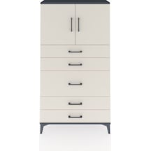 Arges Dolap 2 Raflı 5 Çekmeceli 2 Kapaklı 88x30x163 Antrasit-aytaşı Antrasit
