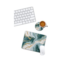 Yeşil Mermer Desenli Mouse Pad Ve Bardak Altlığı Set