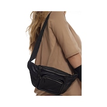 Nahitatyana Unisex Çok Cepli Hakiki Deri Freebag Bel Çantası Siyah