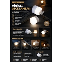 Taşınabilir Mini Usb Led Gece Lambası Tak Çalıştır 1w Sıcak Beyaz Işık Enerji Tasarruflu Kitap Okuma Aydınlatması Powerbank Kamp Laptop Araç İçi Priz Uyumlu Küçük Taşınabilir Ampul Lambası