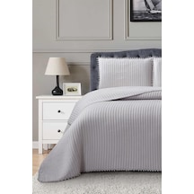 Venedik Elyaf Dolgulu Çift Kişilik 240x260 Cm Yatak Örtüsü Gri Gri