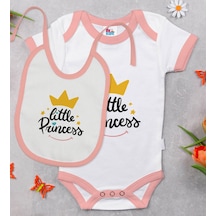 Bk Kids Little Princess Tasarımlı Pembe Bebek Body Zıbın Ve Mama Çok Renkli