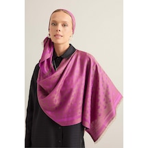 Imannoor Karanfil Monogram Mor İpek Şal 68x200 Mor