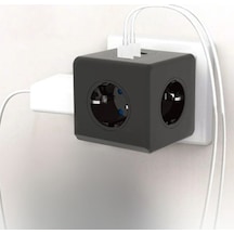 Isıya Dayanıklı Termal Akım Korumalı Ve Çocuk Korumalı 3 Priz Girişli 3 Usb Girişli Küp Priz Çok Renkli