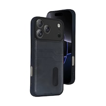Newface Apple İphone 17 Pro Max Sara Kartvizitli Deri Kılıf - Siyah
