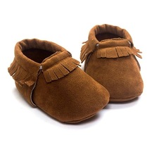Yeni Doğan Bebek Pu Süet Mokasen Yumuşak Ayakkabılar Saçak Yumuşak Taban Ayakkabıları İlk Yürüyüşçü 001
