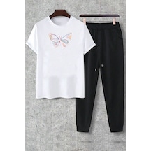 Uyguntarz Unisex Butterfly 2'li Eşofman Takımı Beyaz