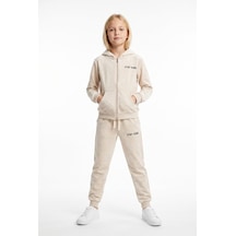 Toontoy Kids Toontoy Kız Çocuk Kapüşonlu Baskılı Eşofman Takım Füme