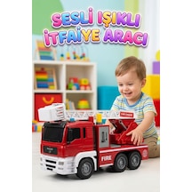 Sesli Işıklı Pilli Merdivenli Full Fonksiyon Su Püskürtme Oyuncak Eğitici İtfaiye Arabası