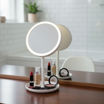 Led Işıklı Yuvarlak Makyaj Aynası Dokunmatik Ayarlanabilir Işık Tonlu, 360 Derece Döner Masaüstü Profesyonel Makyaj Ve Cilt Bakım Aynası 4801 Diğer