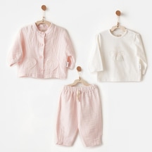 Andywawa Kız Bebek Takım 3 Parça Set Muslin Anw-ac26621 Pembe