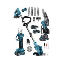 Dragro DRG-2M 3'lü Bahçe Seti Otomatik Yağlı Testere + Dal Kesme Makası + Akülü Tırpan
