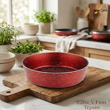 28 Cm Granit Ezme V Fırın Tepsisi - Kırmızı Kırmızı
