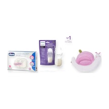 Emzirme Başlangıç Seti 3 Parça: Emzirme Yastığı + Göğüs Pedi + Süt Saklama Poşeti - Pembe