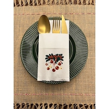 Yılbaşı Kokina Ve Topları Baskılı Yılbaşı Kanguru Cepli Peçete Beyaz12 Adet