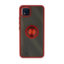 Realme C11 2021 Uyumlu Kılıf Montreal Yüzüklü Silikon Kapak - Kırmızı