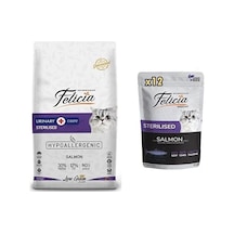 Felicia Kısırlaştırılmış Somonlu Yetişkin Kedi Maması 12 KG + Felicia Yaş Mama
