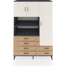 Kronos Dolap 9 Raflı 6 Çekmeceli 3 Kapaklı 132x59x195 Antrasit-aytaşı/çam Aytası/atlas Çam - Antrasıt