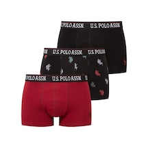 U.s. Polo Assn. Erkek Siyah - Bordo - Baskılı 3 Lü Boxer Siyah - Bordo - Baskılı