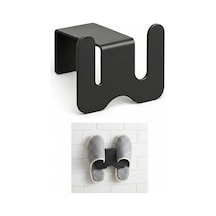 Orret Home Duvara Yapıştırılabilir Terlik Askısı Metal Terlik Organizeri Banyo Terlik Tutucu Yapışkanlı Duvar Askılığı Çift Terlik Aparatı Siyah Minimalist Tasarım Açık Ceviz