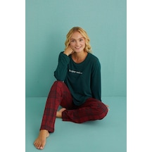 Mihra Kadın Pijama Takımı Uzun Kol Kışlık Yeşil Mihra Kadın Pijama Takımı Uzun Kol Kışlık Yeşil