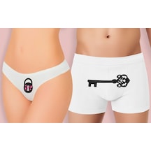 Bk Gift Özel Tasarım Eğlenceli Brezilya Stili Krem Külot Ve Beyaz Erkek Boxer Set, Yıl Dönümü/ Doğum Günü / Sevgililer Günü Hediyesi, Esprili Hediye-2