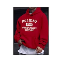 Medinenur Holiday Baskılı Kapüşonlu Sweatshirt Kırmızı