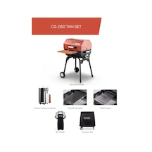 Guruss Cg-050 Kömürlü Barbekü Mangal Tam Set Oksit Kırmızı Model:grs07