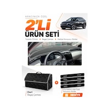 E-biz Hyundai Tucson 2021-2024 Uyumlu Torpido Örtüsü + Deri Bagaj Çantası Seti - Siyah-gri - Hu037