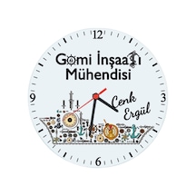 Gemi Inşaatı Mühendisine Hediye Isimli Cam Duvar Saati Çok Renkli
