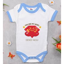 Bitmeyenkartus Bk Kids Kişiye Özel Mavi Bebek Body Zıbın - Model 16 Çok Renkli
