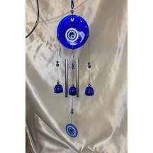 Deprem Zili Çanı Duvar Rüzgar Çanı Zili Feng Shui Ejderha Yılı Koruyucu 5 Parça 2 Borulu 3 Çanlı Nazar Boncuğu Objeli