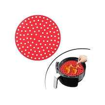 Renkli Isıya Dayanıklı Yıkanılabilir Silikon Fırın Ve Airfryer Yuvarlak Model Pişirme Matı 20 Cm Kırmızı