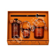 Haute Collection Precious Amber Lüks Ev Kokusu Hediye Seti Çubuklu Oda Kokusu Ve Dekoratif Mum Seti Turuncu