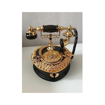 Müzikli Nostaljik Telefon - 2 Bölmeli Takı Kutusu Mücevher Kutusu Siyah